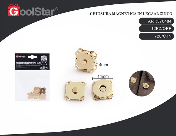Chiusure magnetiche GoolStar con piastra a fiore, 14 e 18 mm, 5 pezzi