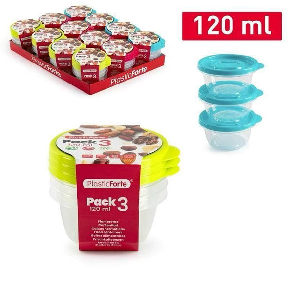 SET 3 CONTENITORE ROTONDO 120ML PLASTICA 8X10.5X7.5CM