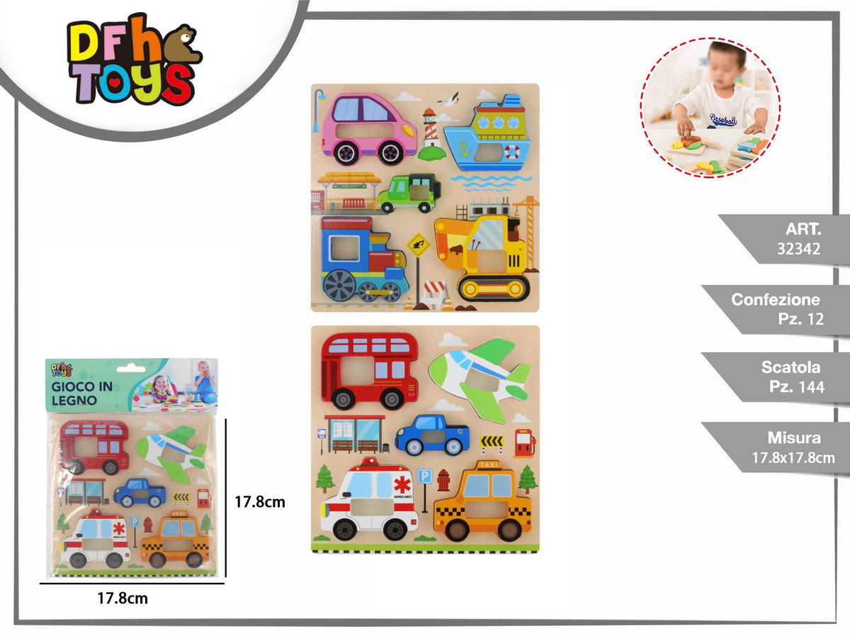 Puzzle in legno mezzi di trasporto 17,8 cm