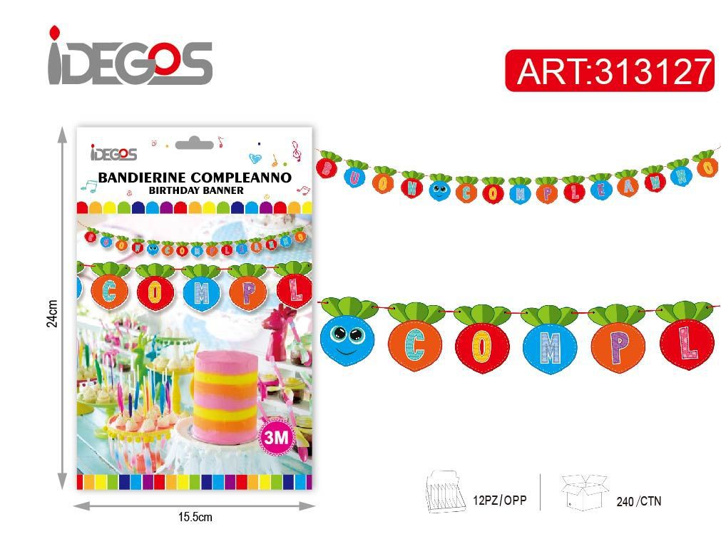 Festone di compleanno a 3 m carota