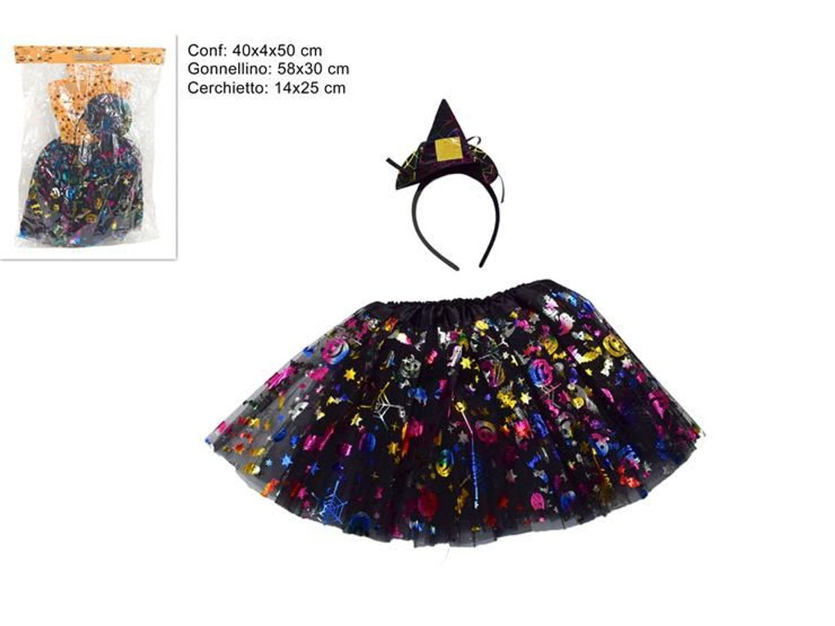 Set streghetta Halloween con gonnellino e cerchietto