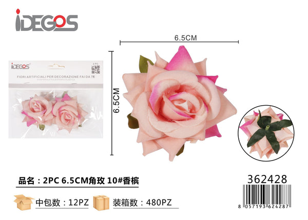 Rose decorative di stoffa, 6,5 cm, 2 pezzi