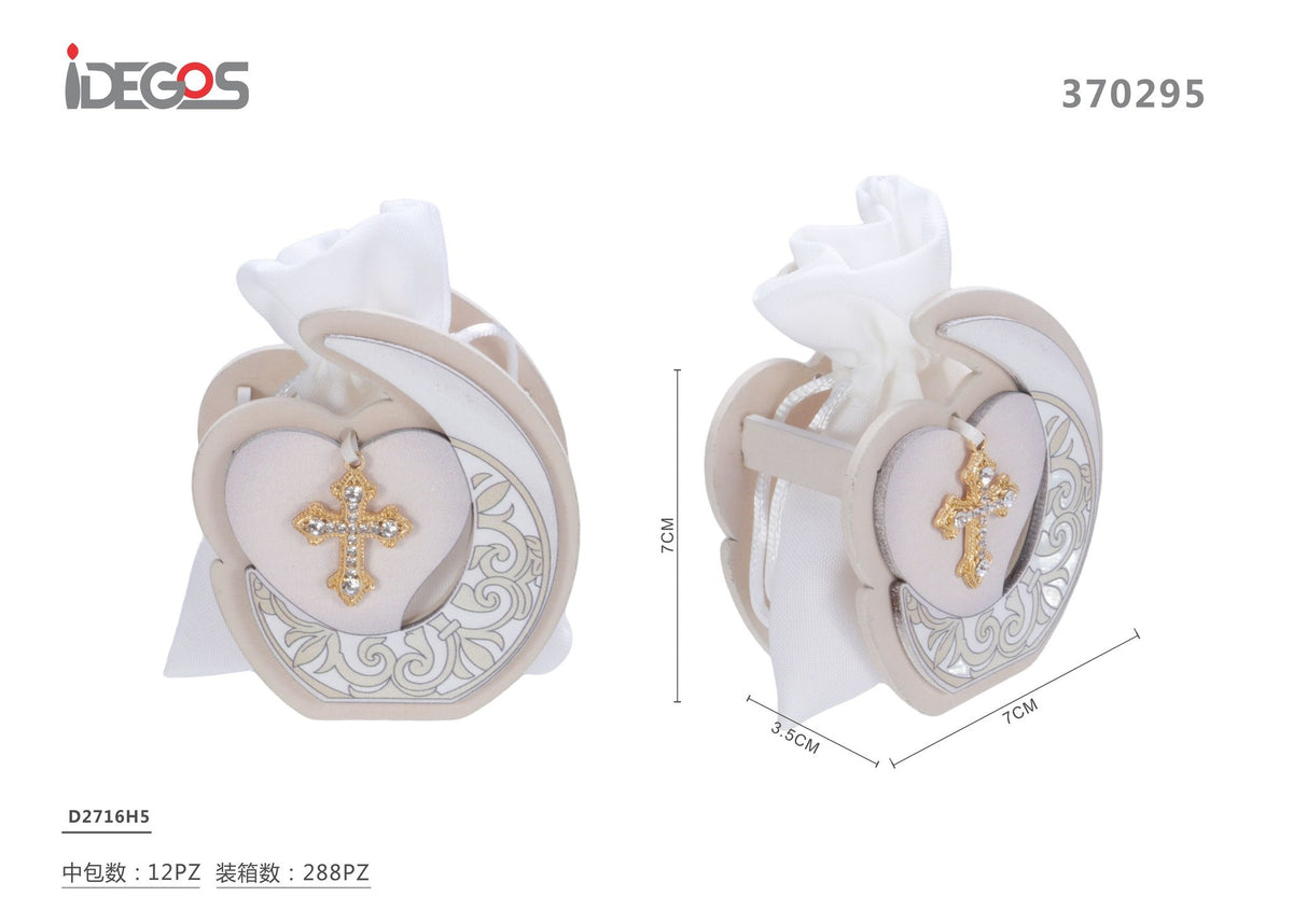 Confezione in legno con sacchetto e croce, D2716H5