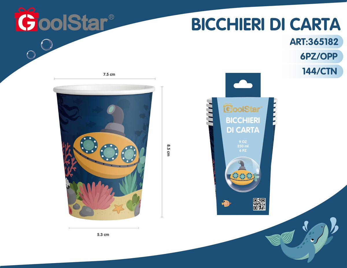 Bicchiere di carta, tema marino