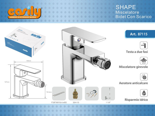 Miscelatore monocomando per bidet SHAPE