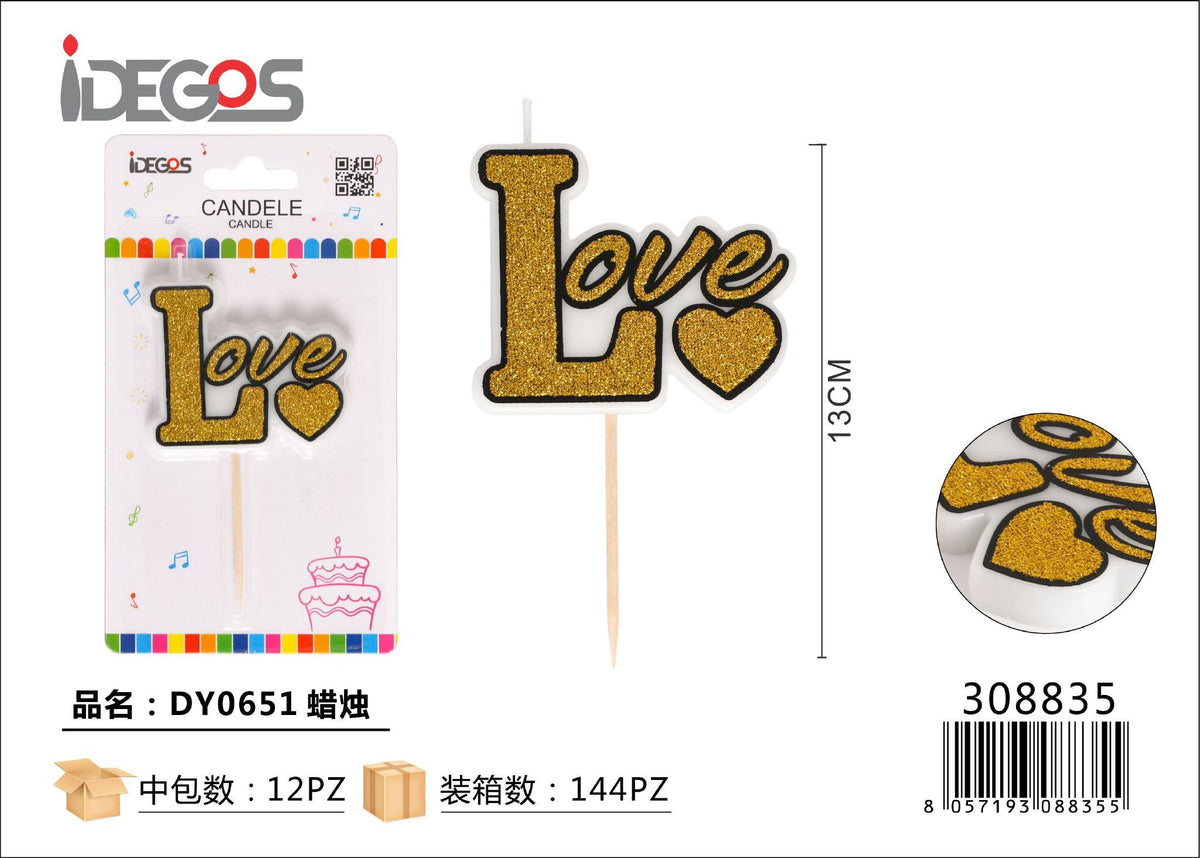 Candelina Love glitter, modello DY0651