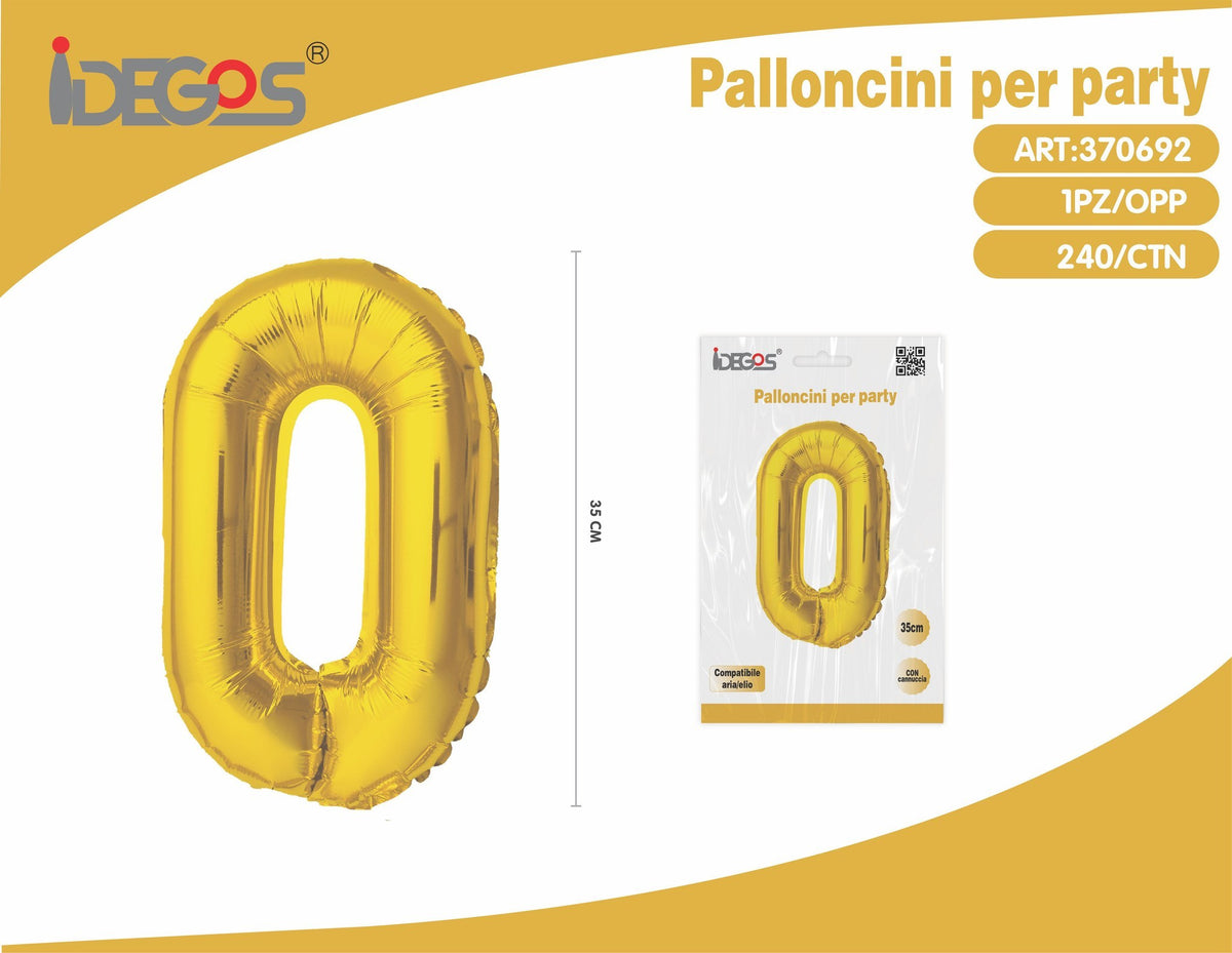Palloncino Numero 0 Oro 35cm