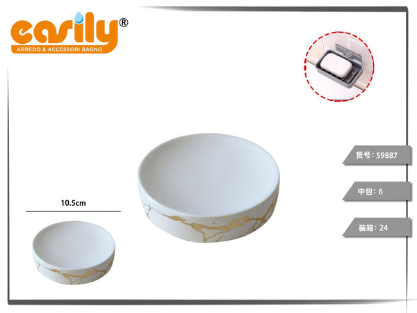 Portasapone bianco con venature decorative