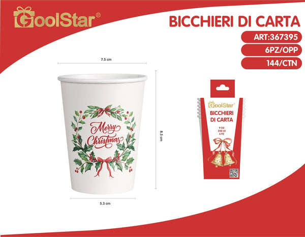 Bicchieri di carta Merry Christmas - serie A