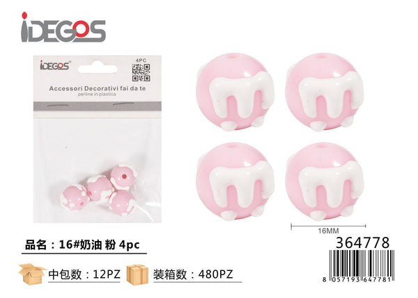 Set di 4 perline decorative, modello 16