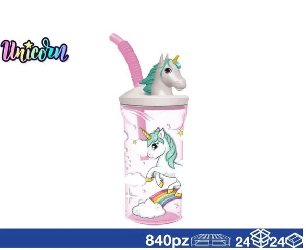 Tazza, bicchiere o borraccia – UNICORNO BICCHIERE C CANNUCCIA 3D ST09730