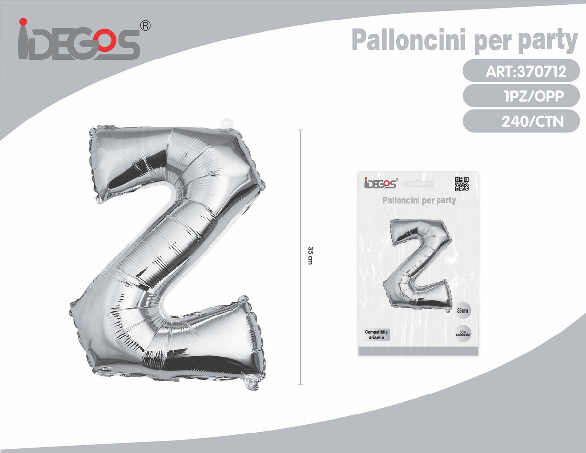 Palloncino Lettera Z 35cm Argento