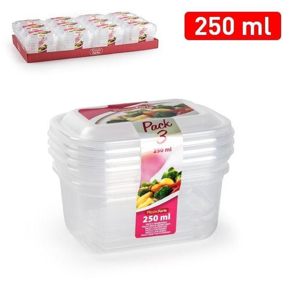 SET 3 CONTENITORE 250ML 11.5X8X8.5CM TRASPARENTE