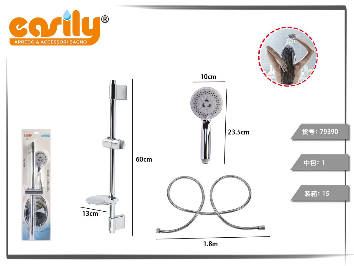 Set saliscendi doccia 60 cm con flessibile 1,8 m
