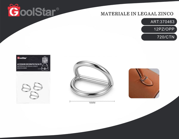 Anelli a doppia D GoolStar 16 mm per borse, 3 pezzi