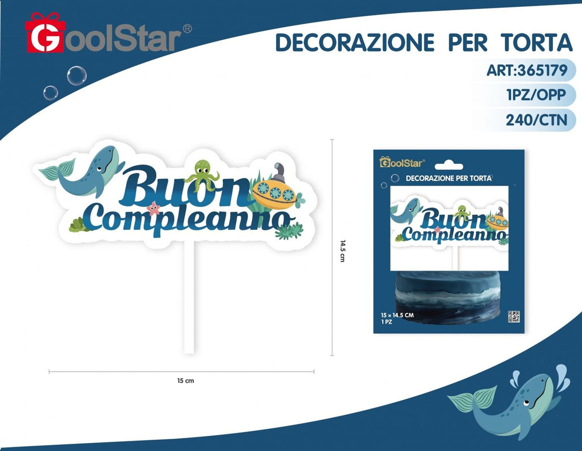 Decorazione per torta Oceano in acrilico