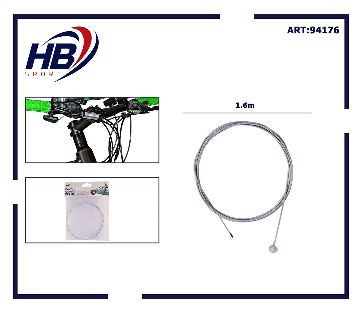 Cavo interno per cambio bicicletta, 1,6 m