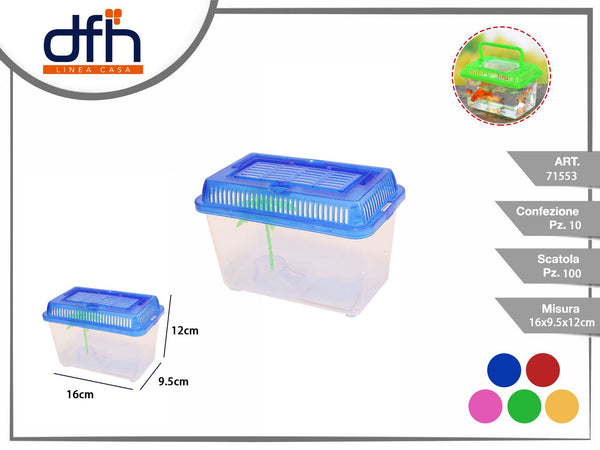 Contenitore trasparente per trasporto piccoli animali, 16 cm