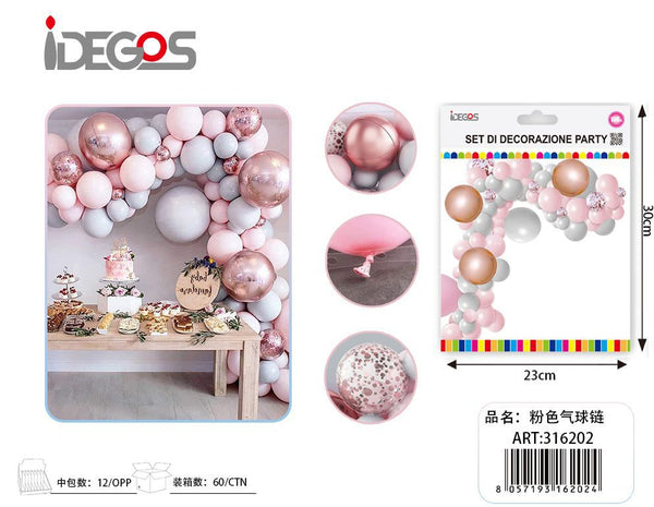 Kit arco di palloncini rosa, 168 palloncini