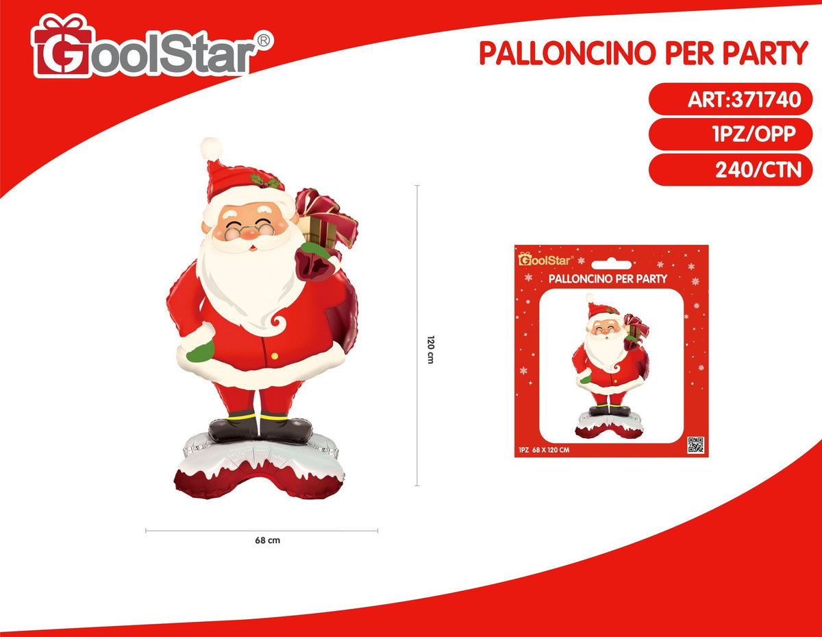 Palloncino foil Babbo Natale con base
