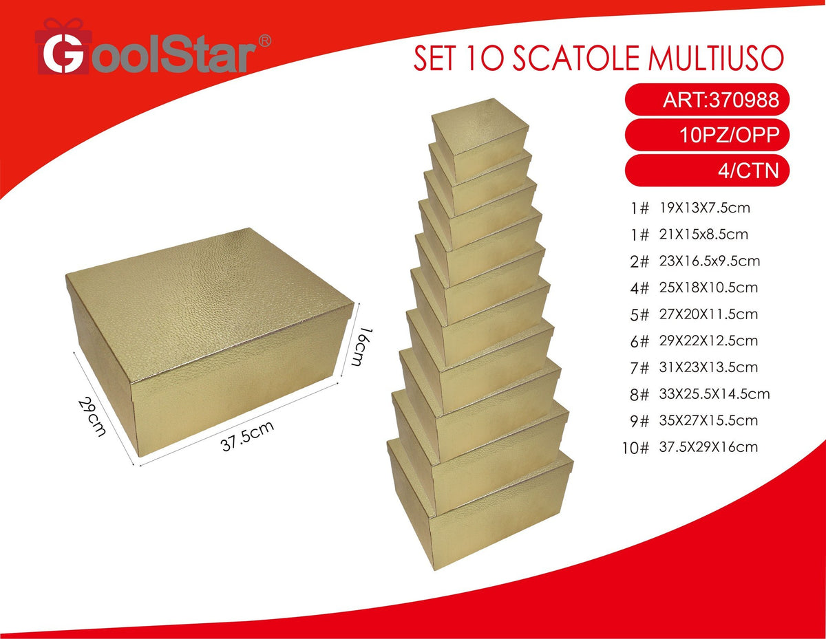 Set di 10 scatole regalo rettangolari goffrate