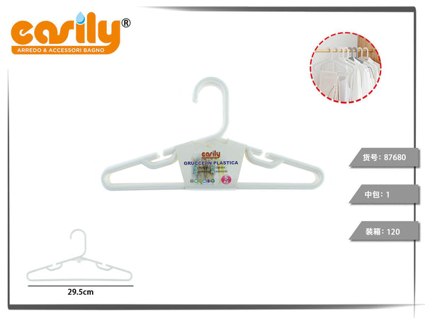 Set di cinque grucce in plastica per bambini da 29,5 cm