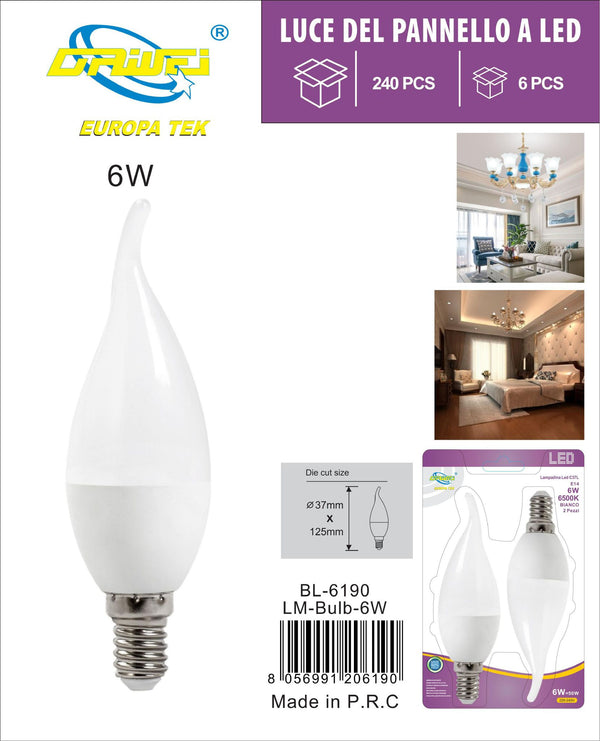 Lampadina decorativa a candela — 6000 K