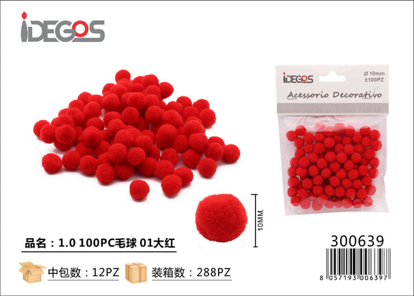 Set di 100 pompon decorativi