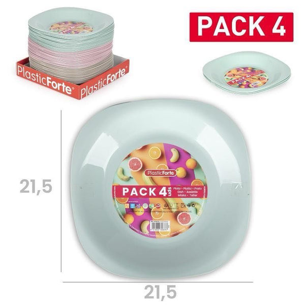 PACK 4 PIATTI PICNIC PLASTICA 8X8X16CM