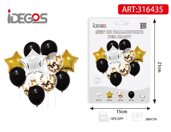 Bouquet di palloncini con stelle oro e argento
