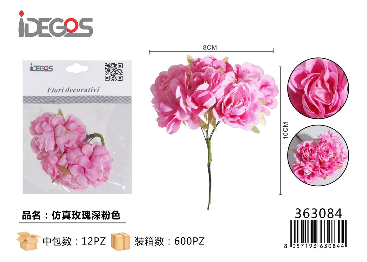 Rosa artificiale decorativa, rosa scuro