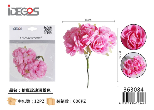 Rosa artificiale decorativa, rosa scuro