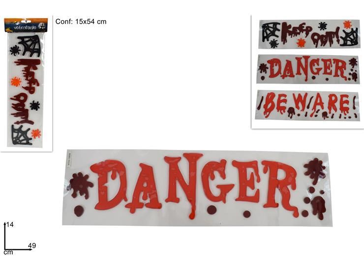 Vetrofania Halloween con scritte, 49 × 14 cm