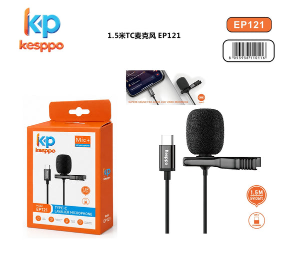 Microfono lavalier USB-C EP121 1,5 m