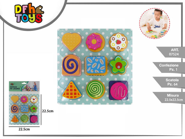 Puzzle in legno con biscotti e dolcetti, 22,5 cm