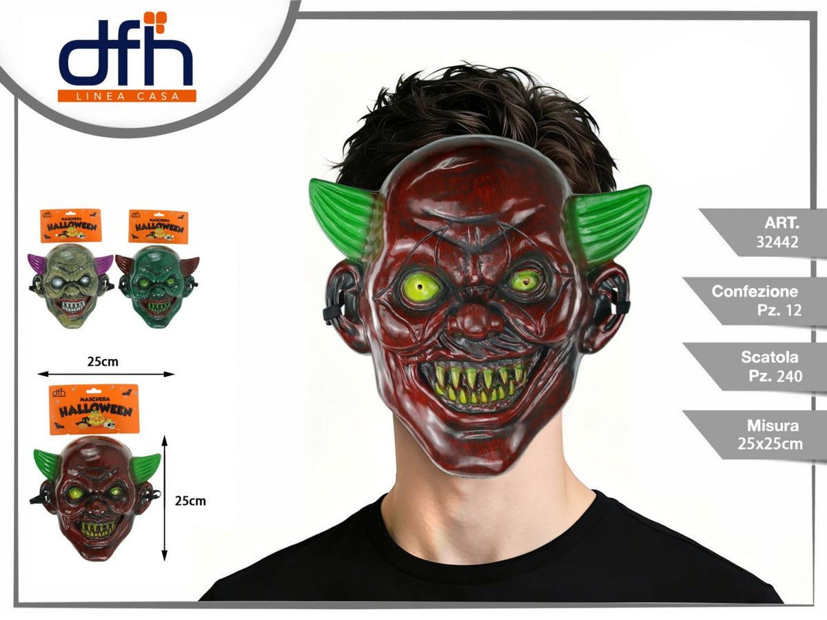 Maschera Halloween da clown mostruoso, 25 cm