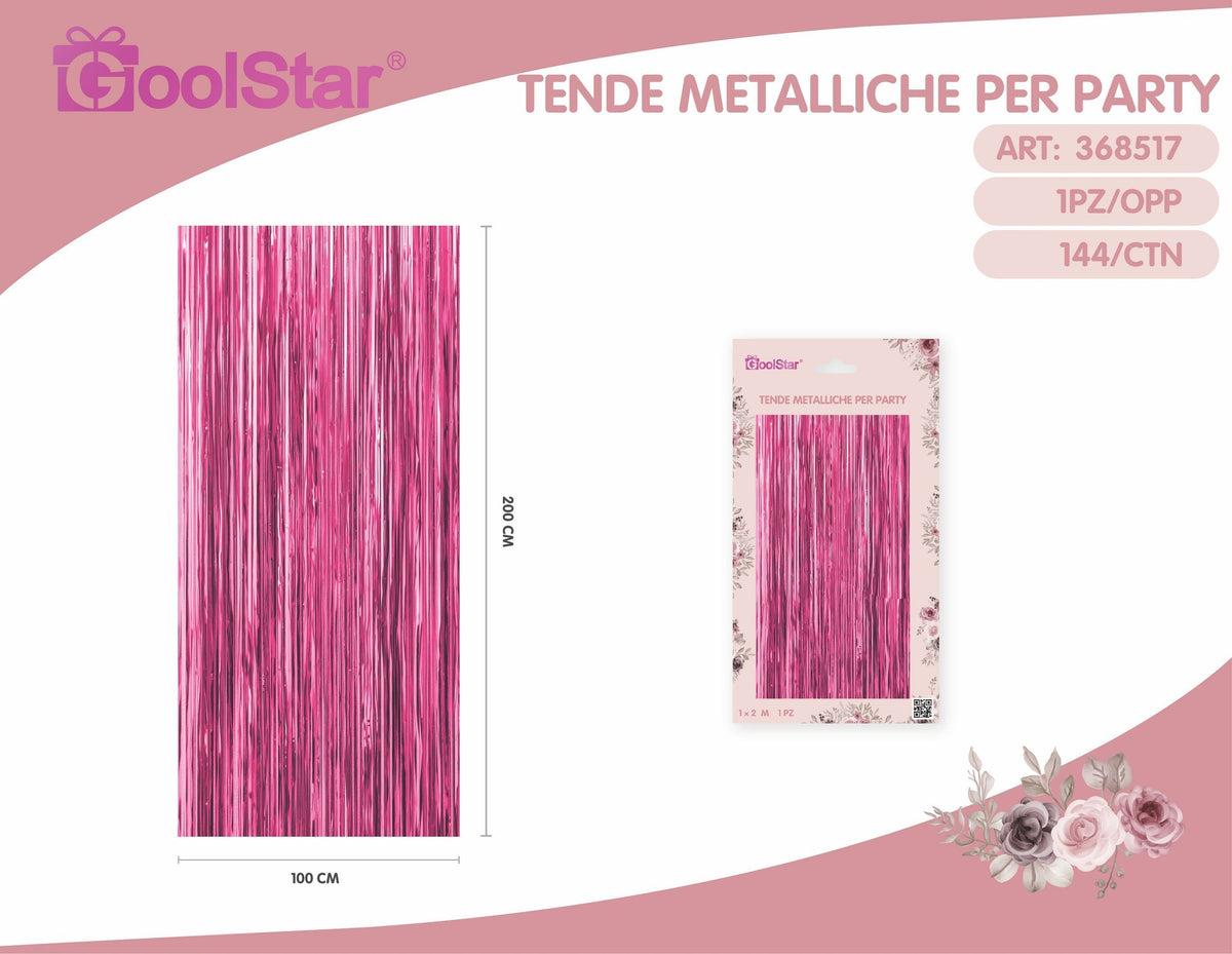 Tenda decorativa a frange metallizzate, rosa