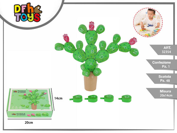 Puzzle cactus in legno con lettere