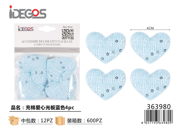 Set di 4 decorazioni imbottite a cuore