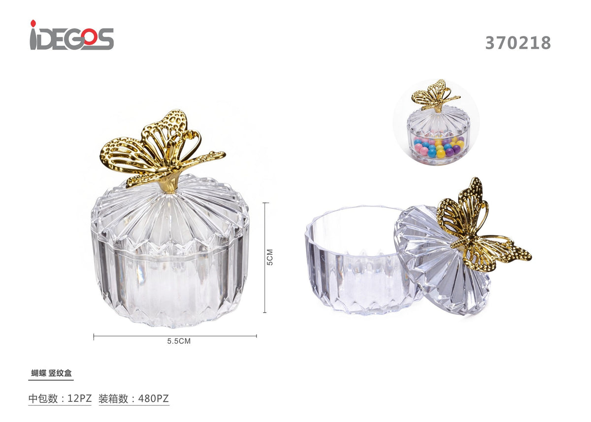 Scatoline trasparenti in PVC con farfalla oro o argento