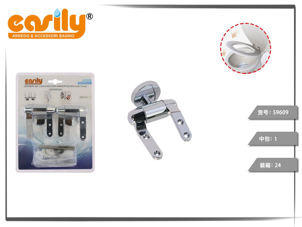 Set di cerniere ammortizzate per sedile WC con bracci angolati