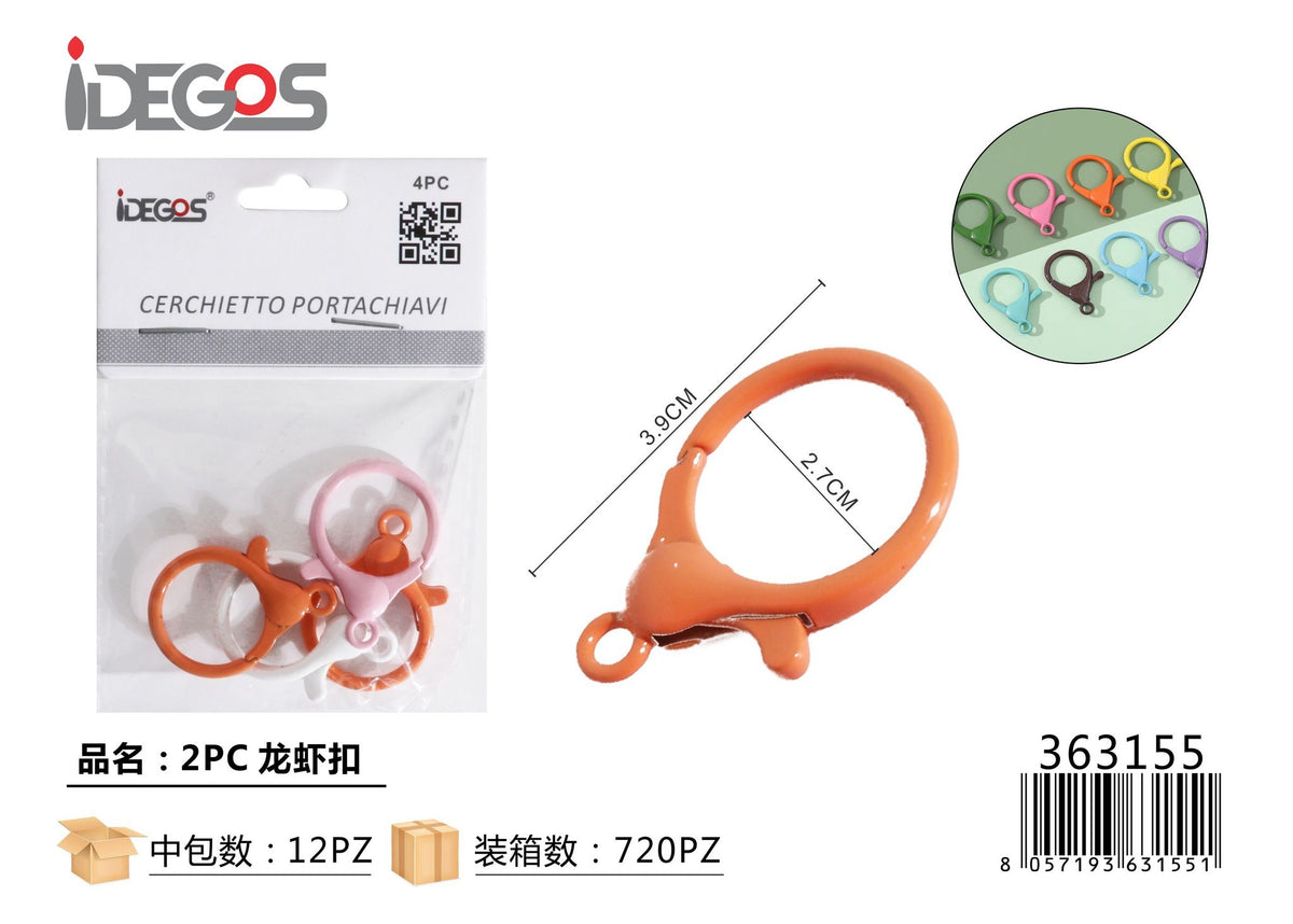 Set di 4 moschettoni per accessori, colori assortiti