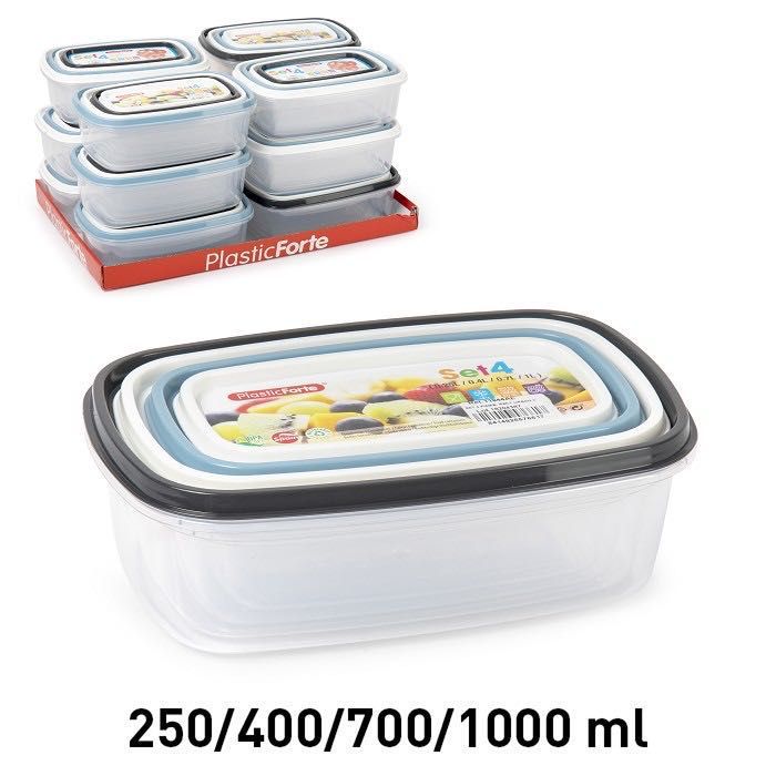 SET 4 CONTENITORE RETTANGOLARI 20X13.5X6.8CM