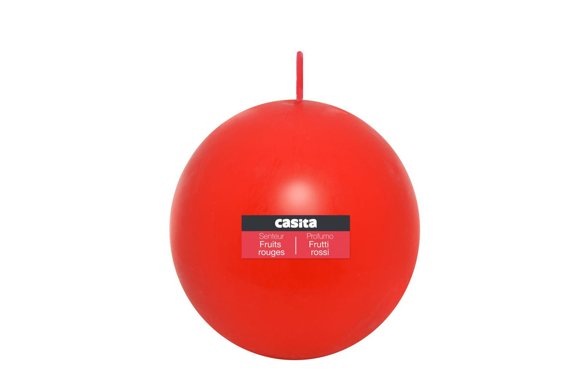 Candela a sfera Frutti rossi, diametro 8 cm