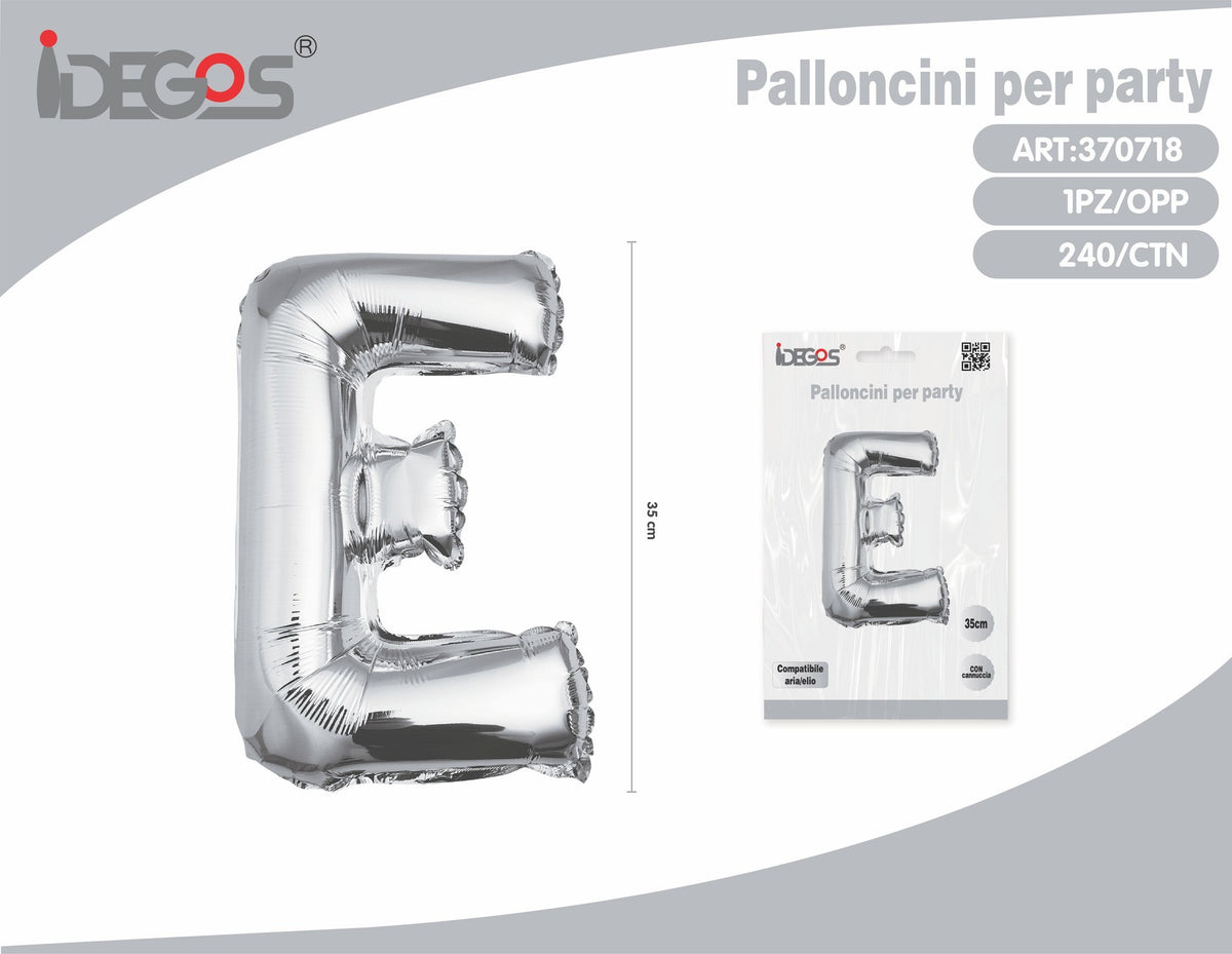 Palloncino Lettera E 35cm Argento