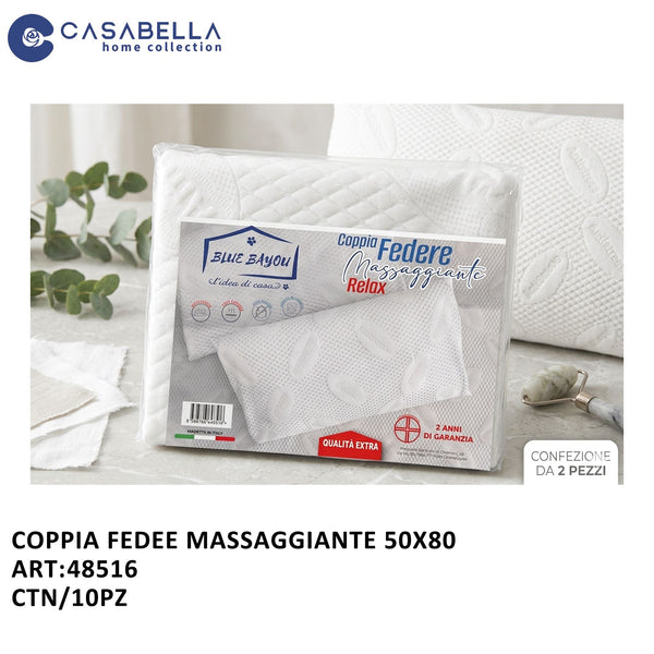 Coppia Federe Massaggiante 50X80 Blu Bayou