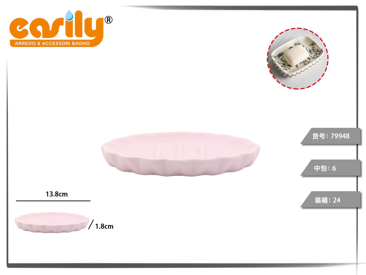 Portasapone in ceramica con bordo a rilievo