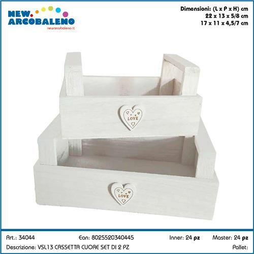ARCOBALENO SET 2PZ CASSETTA LEGNO CUORE