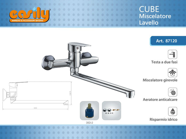 Miscelatore da cucina a parete CUBE