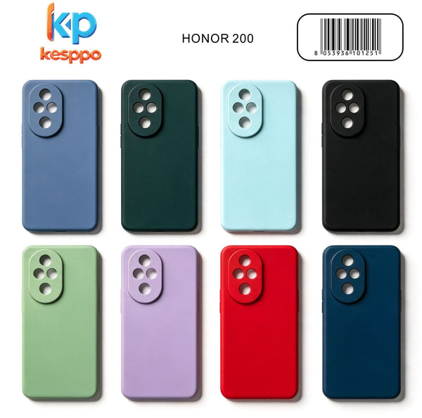 Custodia per Honor 200 – a tinta unita, in silicone, con aperture sagomate